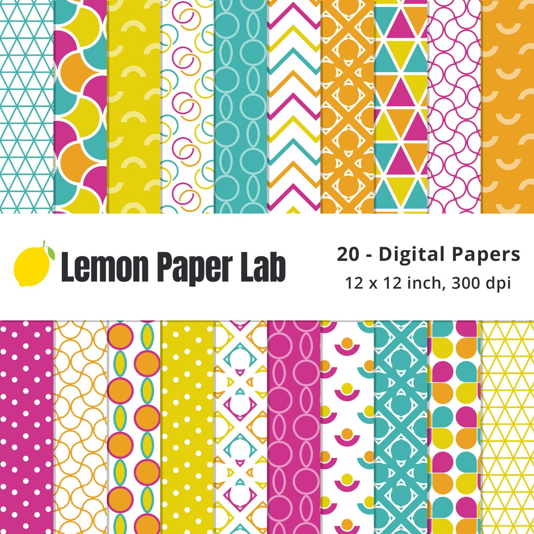 Bright Digital Scrapbook Paper, Seamless Patterns, Summer Backgrounds ...