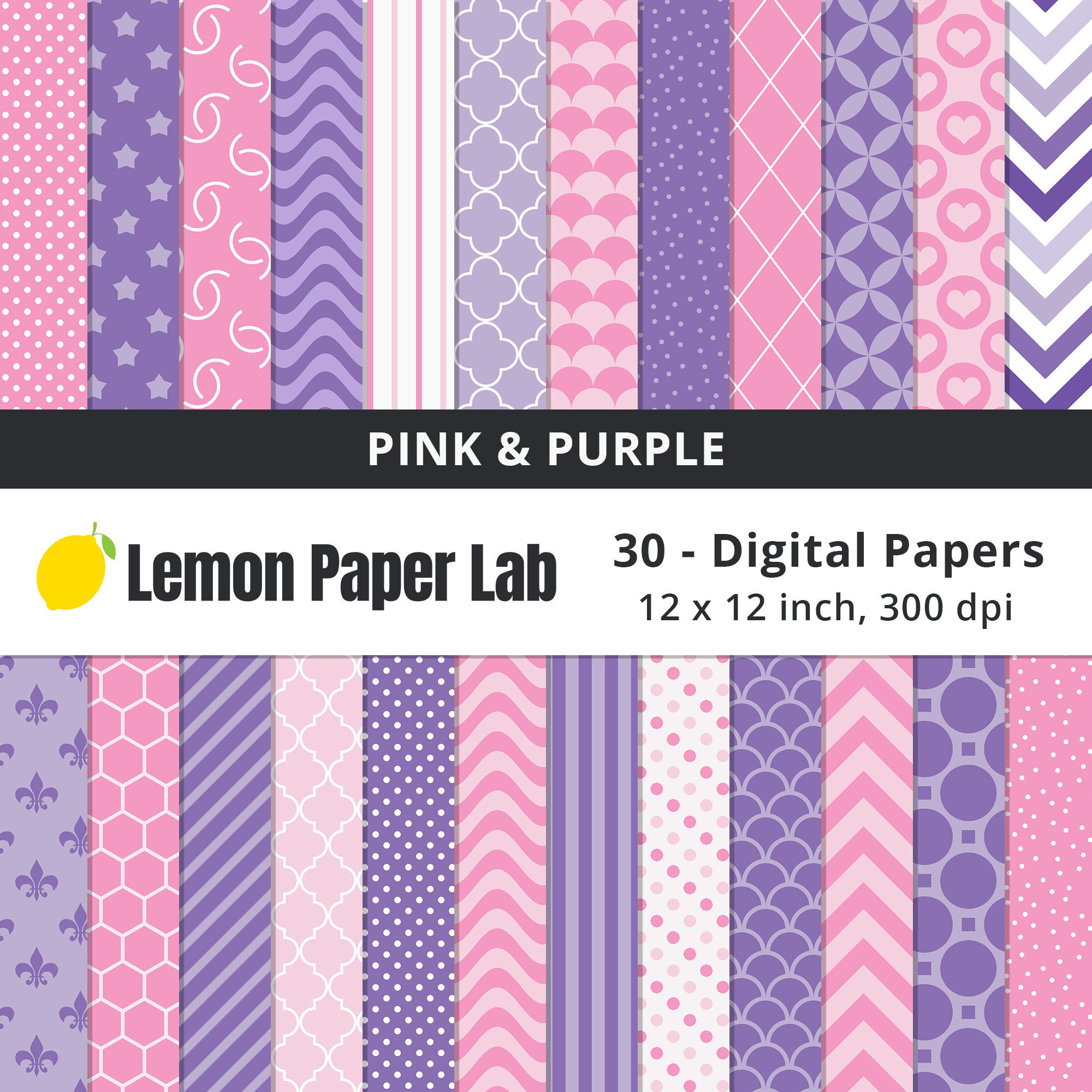 Light Pink and White Scrapbook Papers Graphic by Lemon Paper Lab