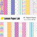 Bright Rainbow Printable Paper, Rainbow Digital Paper, Stripe Lines, Polka Dot, Fleur De Lis ...