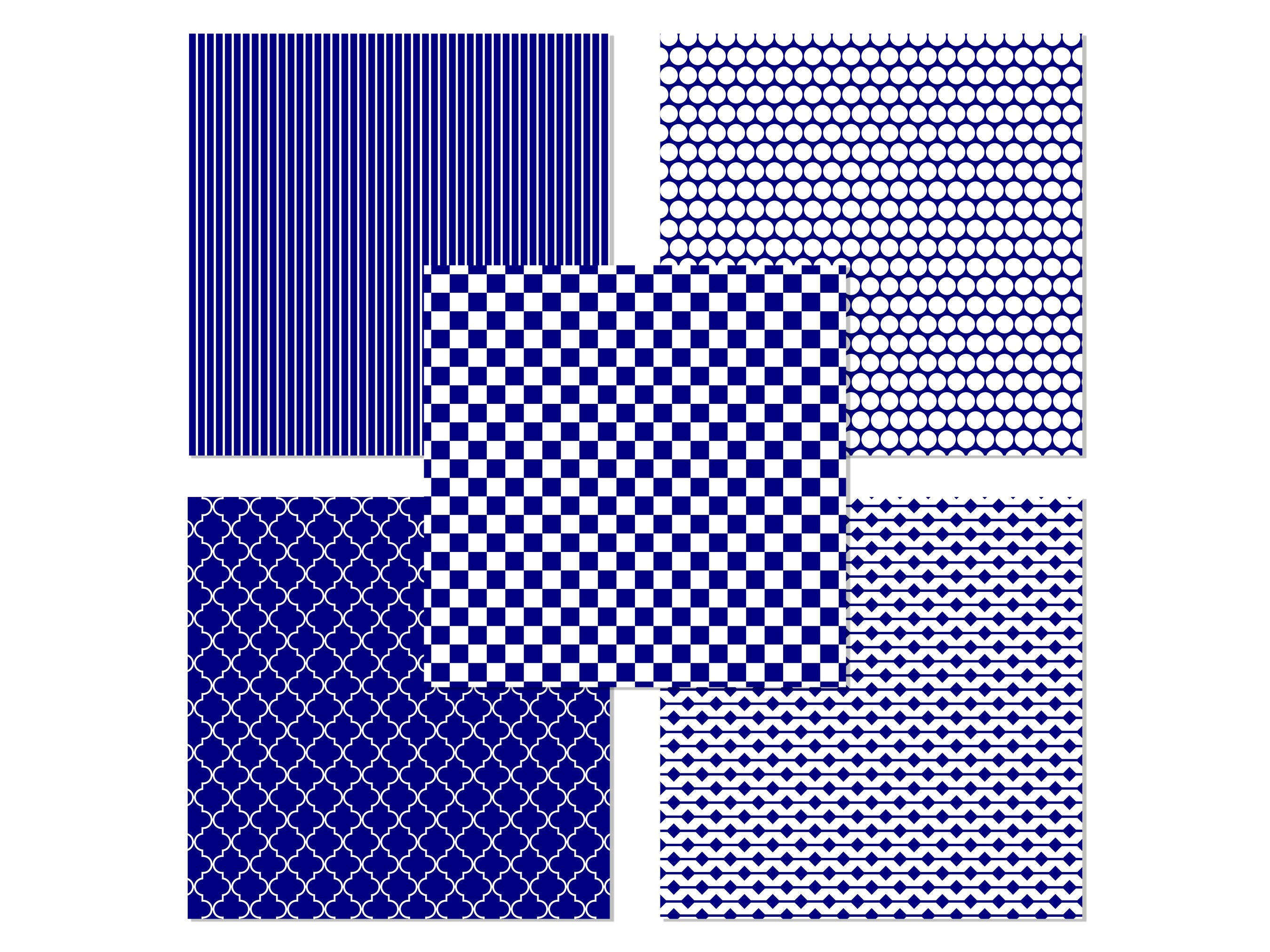 Navy Blue and White Digital Papers, Pinstripe, Houndstooth, Stripes ...