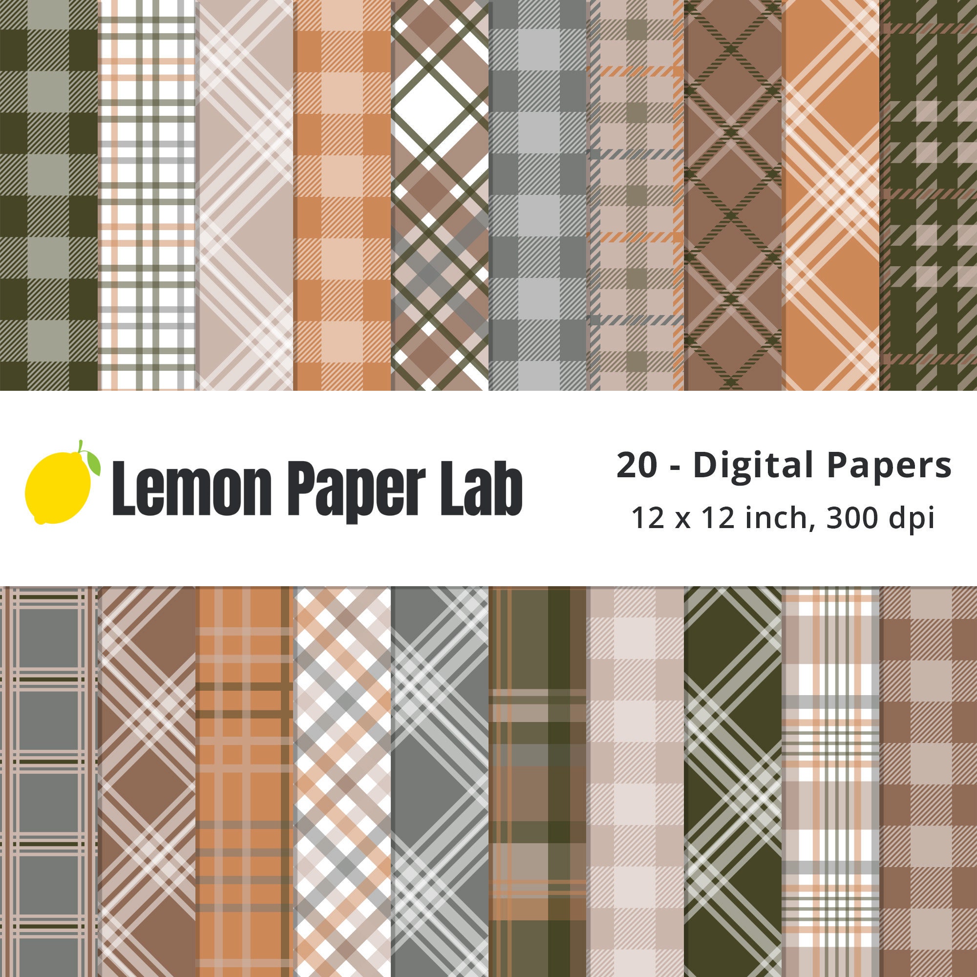Summer Plaid Scrapbook Patterned Paper Graphic by Lemon Paper Lab