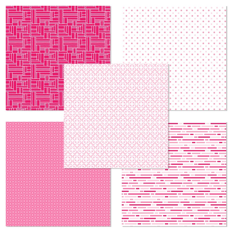 Pink Digital Paper, Pink Geometric Patterns, Valentines Day, Digital ...