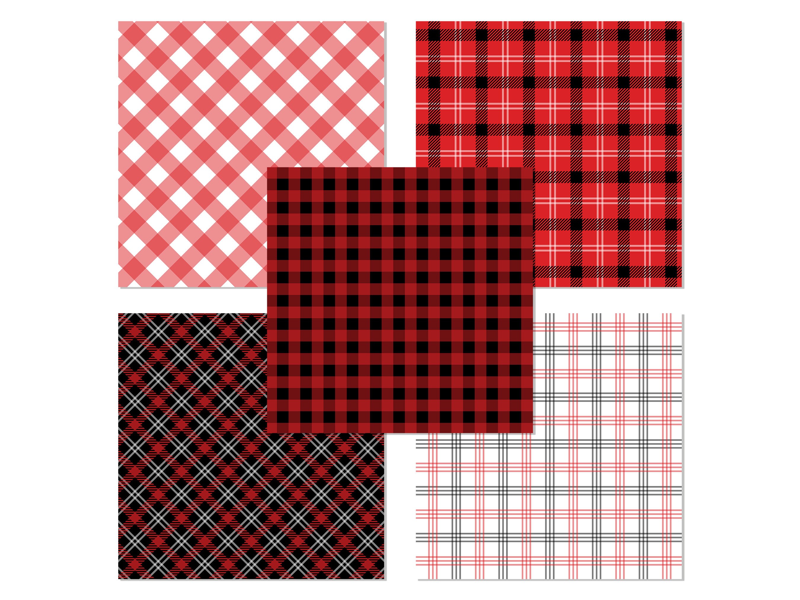 Red and Black Plaid Digital Paper Patterns and Backgrounds for ...