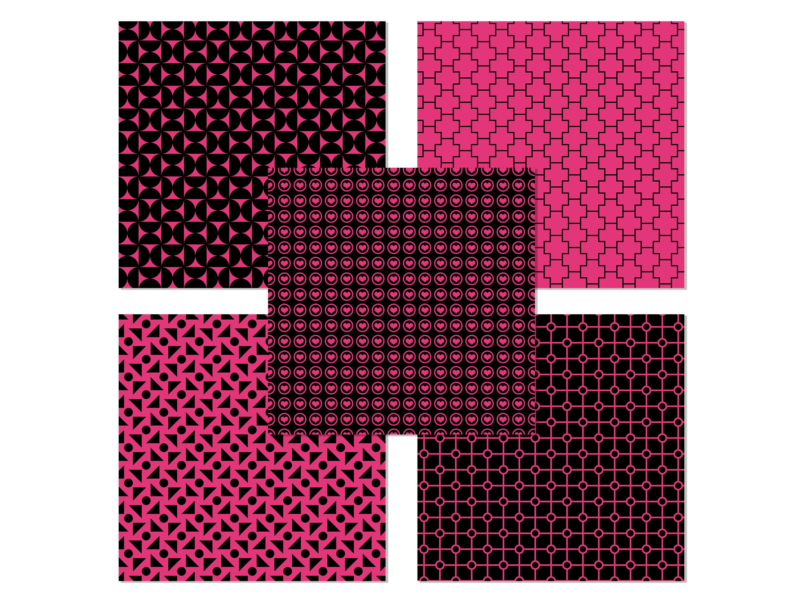 Black &amp; Pink Digital Paper, Black and Pink Patterns, Pink Backgrounds ...