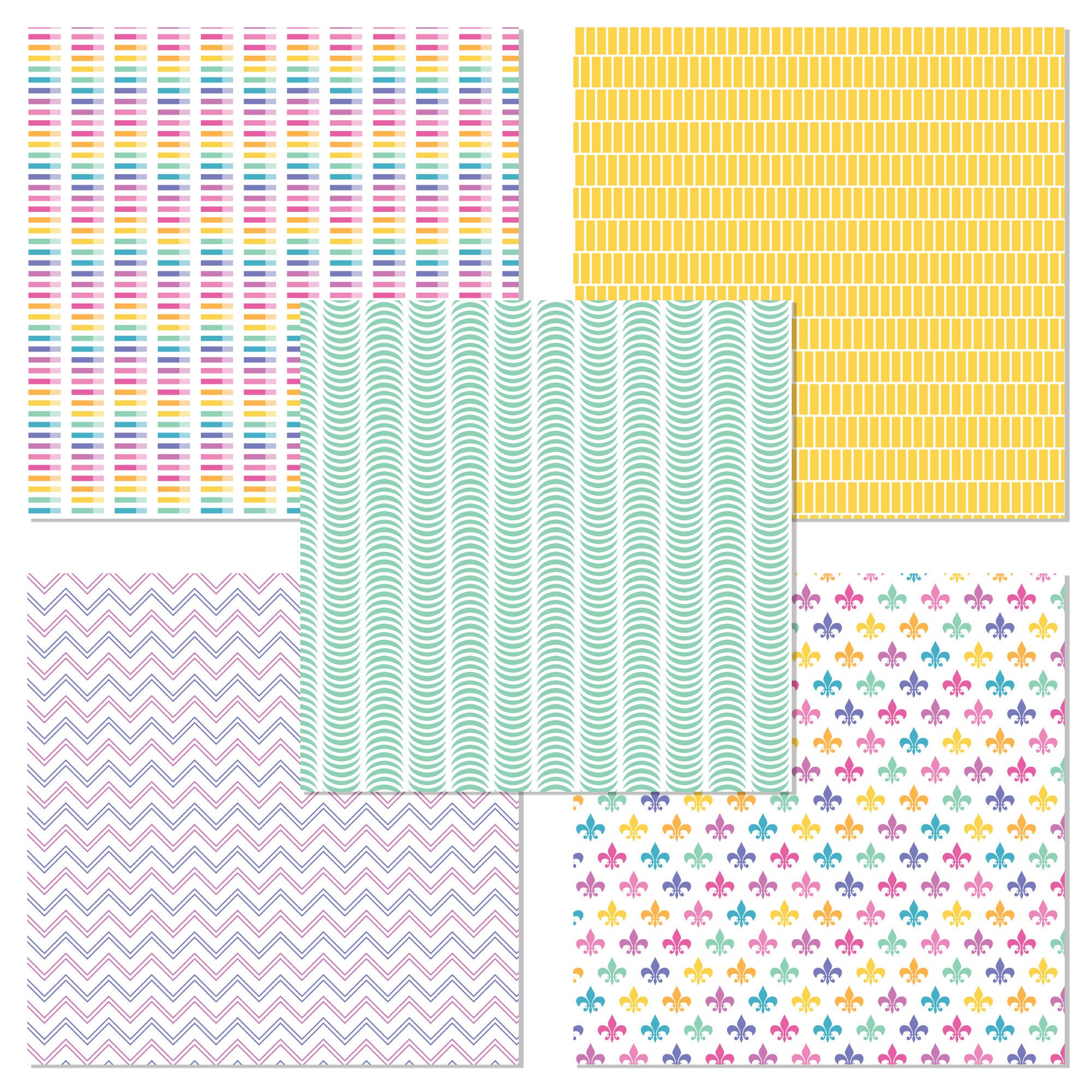 Bright Rainbow Printable Paper, Rainbow Digital Paper, Stripe Lines ...