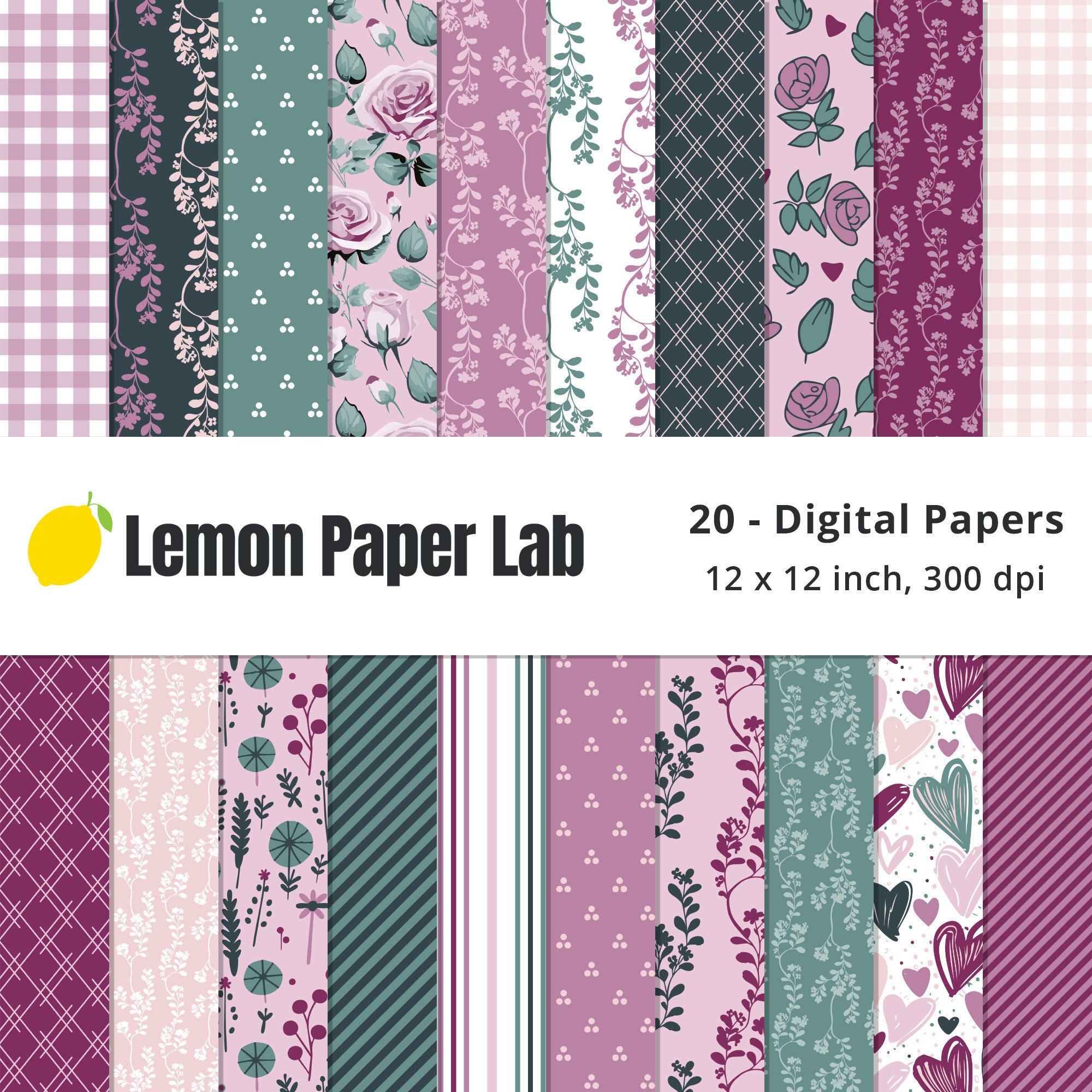 Light Pink and Black Scrapbook Papers Graphic by Lemon Paper Lab · Creative  Fabrica