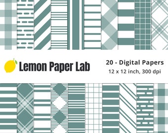 Green and White Stripe Digital Paper, Sage Green Striped Background, Teal Green Stripes Pattern Paper, Seamless, Floral Elegance Collection