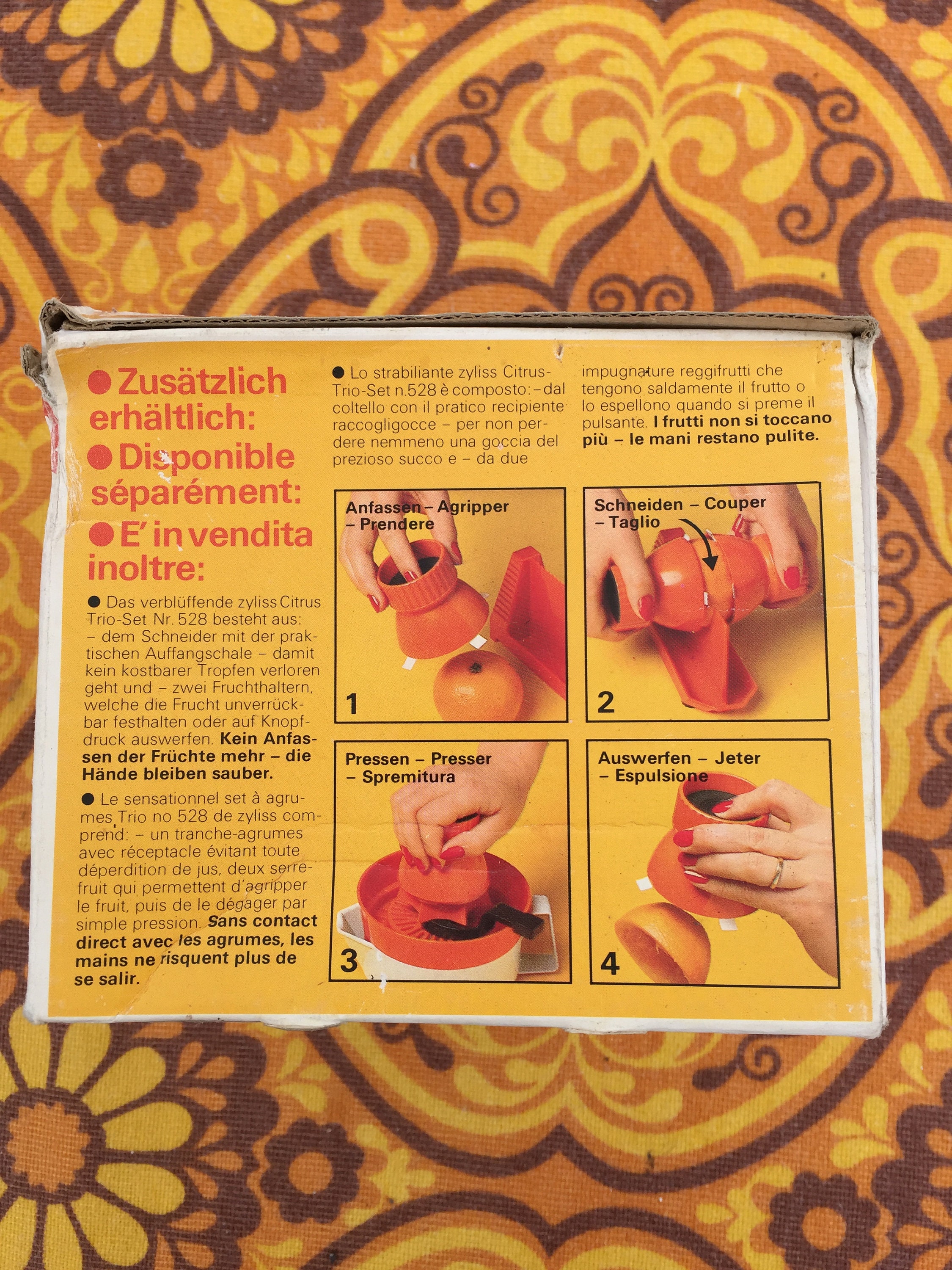 Vintage Zyliss orange citrus press/juicer in original box Etsy