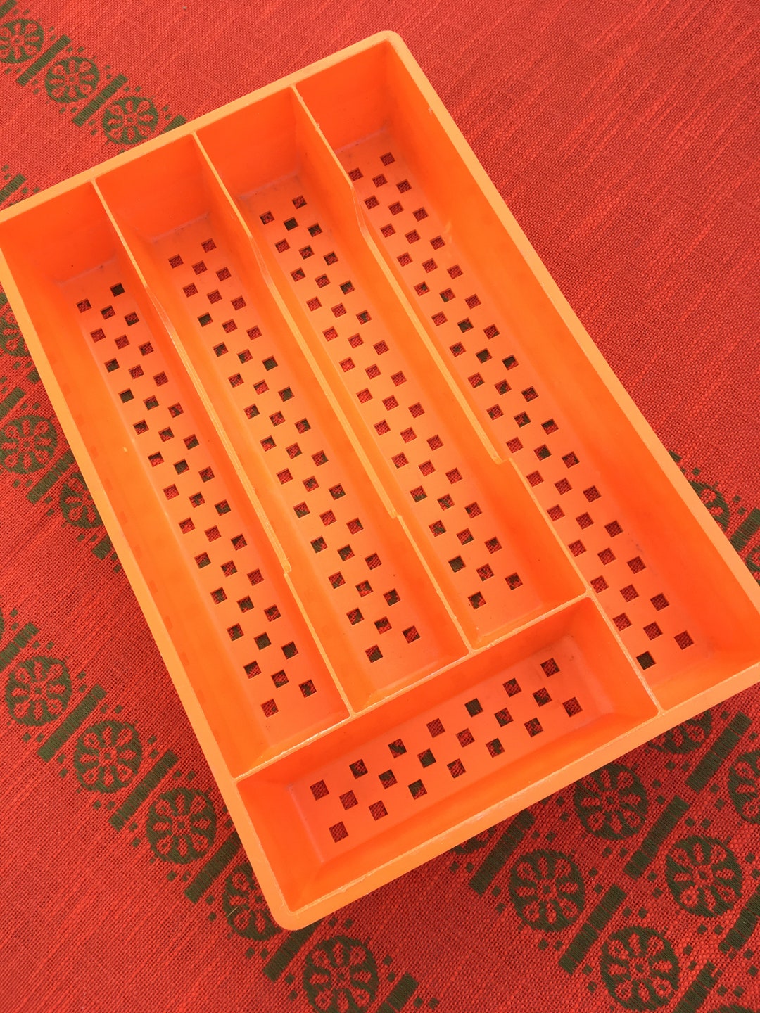 Vintage Addis orange plastic cutlery tray 1970s Etsy.de