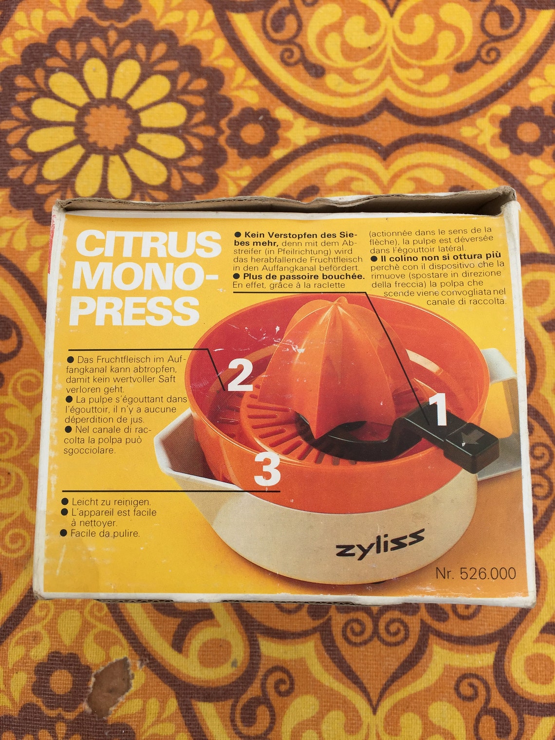 Vintage Zyliss orange citrus press/juicer in original box Etsy