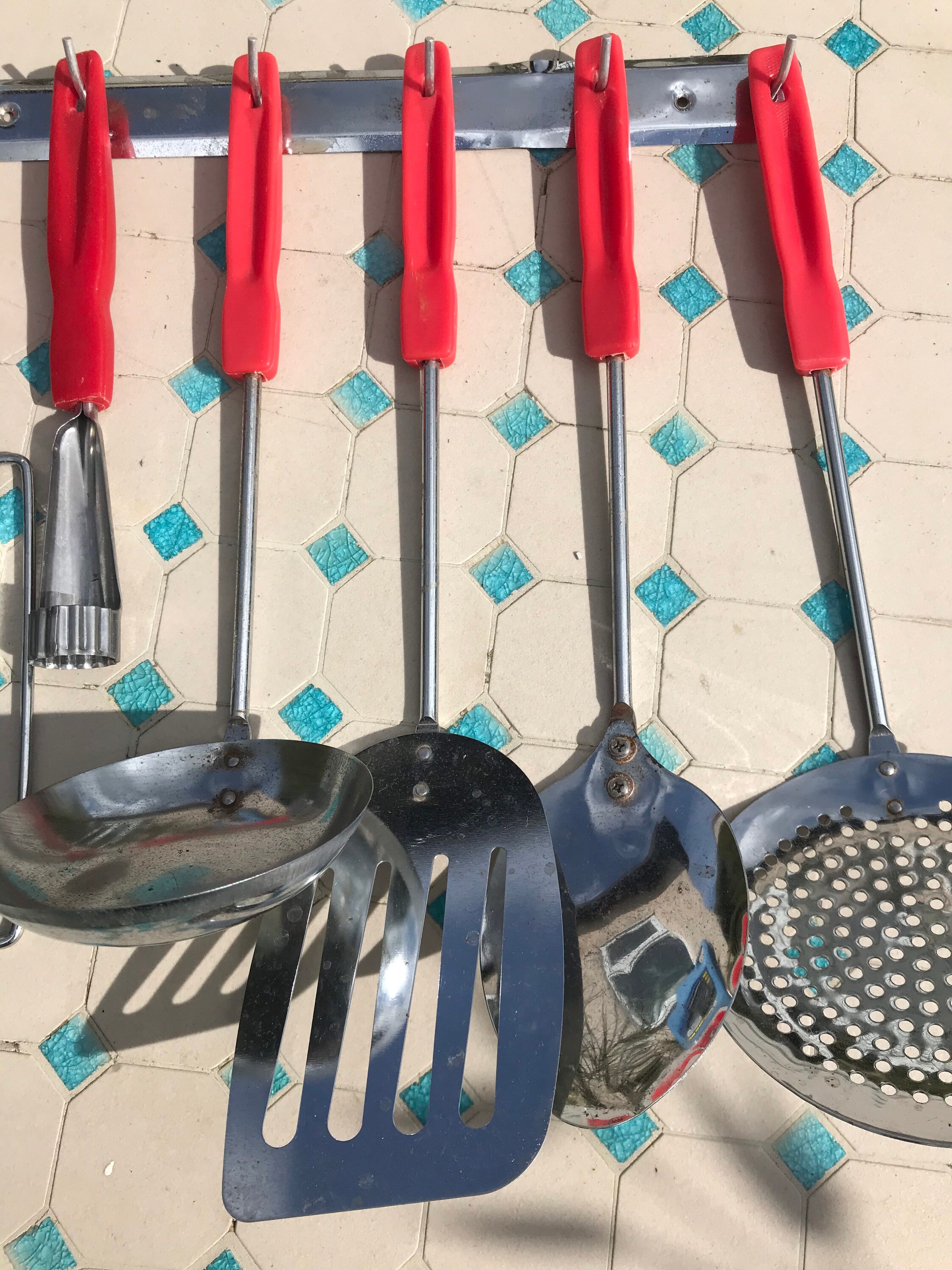 Kitchen rack with utensils camper/caravan set red and silver Etsy