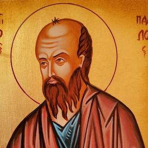 Icône sacrée Saint Paul peint à la main avec la technique orthodoxe