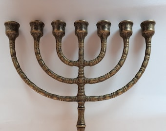 Chandelier juif Menorah Hannukkah laiton bruni sept branches