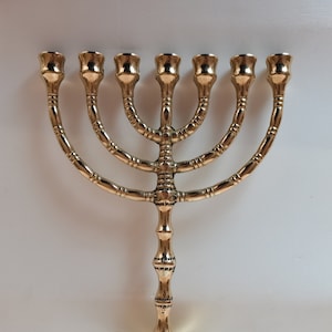 Jewish Candelabra Menorah Hannukkah Polished Brass Seven Branches