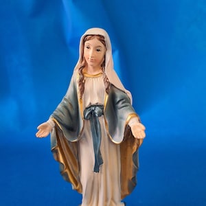 Statue of Mary Most Holy Immaculate in hand painted resin h cm 13