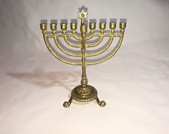 Jewish Candelabra Hannukkah Chanukkiak Polished Brass Nine Branches