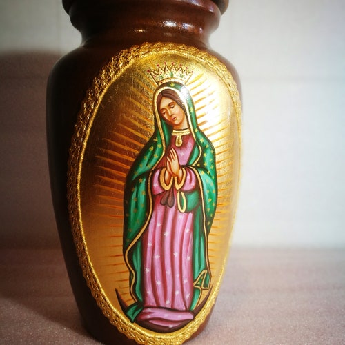 Urn shops Sacred wooden icon Madonna praying hand-painted Orthodox technique