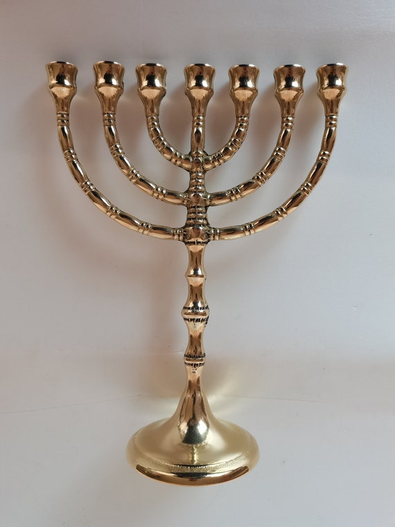 Jewish Candlestick Menorah Hannukkah Polished Brass Seven Arms - Etsy  Australia