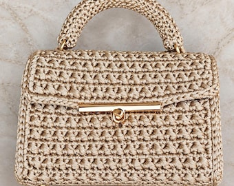 Handmade crochet bag,,Handmade,, Color Beige (Gold)