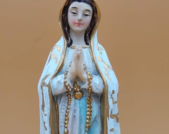 Statue of Our Lady of Fatima in hand-painted resin, height 21 cm