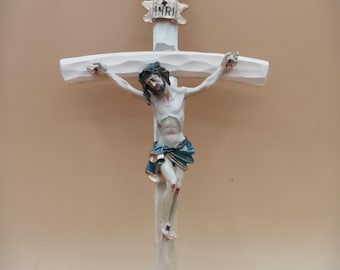 Handcrafted Wooden Wall Crucifix with Resin Figure of Jesus