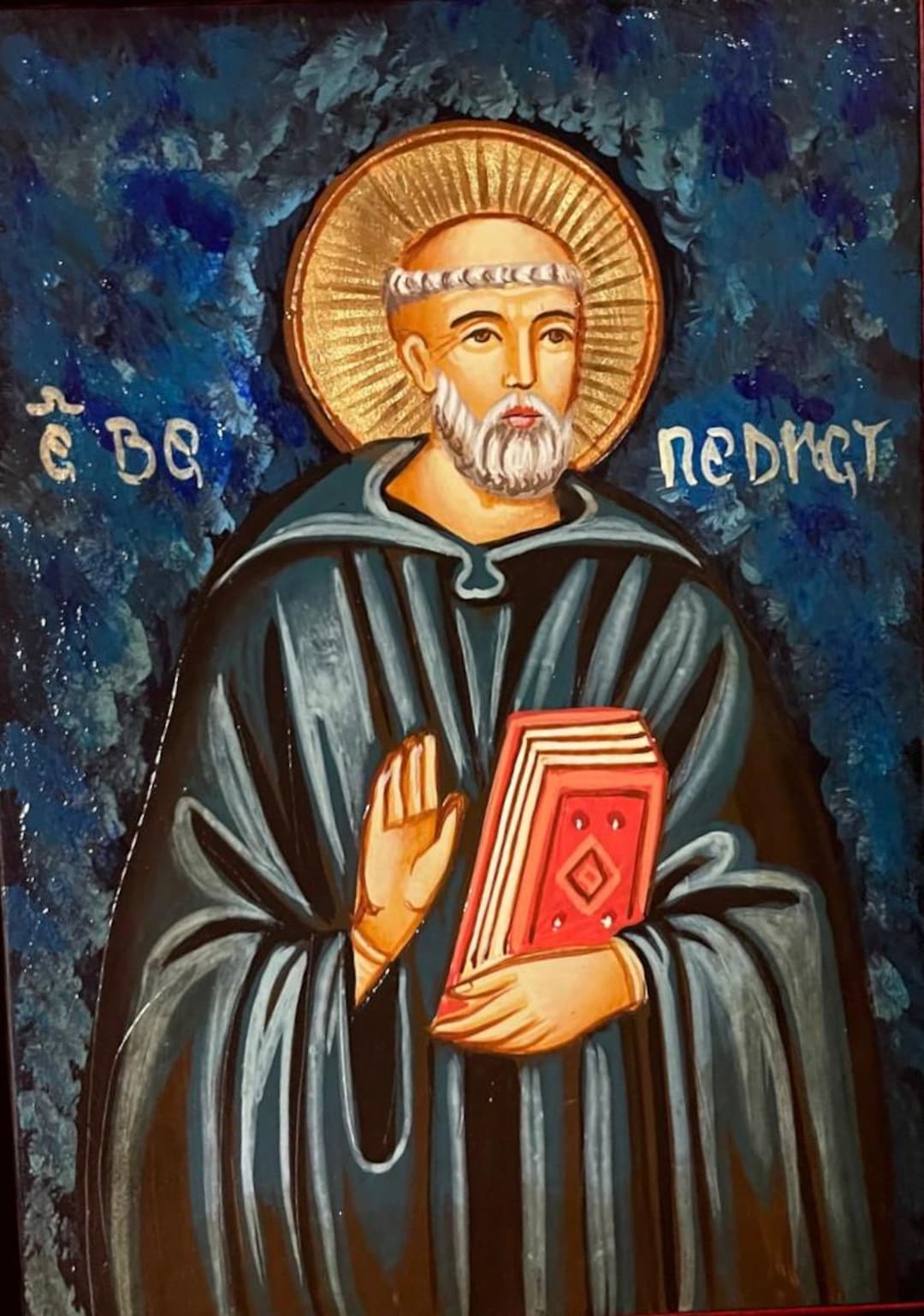 Sacred Icon of Saint Benedict of Norcia Hand-painted on Wood - Etsy