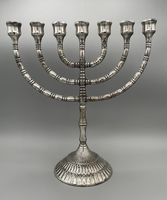 Vintage 7 Branch Menorah Metall Kerzenhalter Chanukka Kandelaber für Home Decora