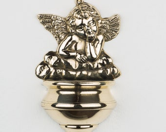 Wall angel stoup in polished brass cm 17 x 10