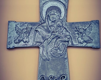 Wall cross of Our Lady of Perpetual Help 8X11 CM