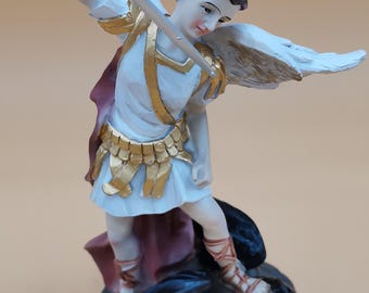 Saint Michael the Archangel Angel Statue in Hand Painted Polyresin - Decorative Religious Sculpture
