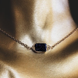 Starfall Single Stranded Night Sky Gold Plated Stainless Steel 14&quot;/16&quot;/18&quot; Necklace