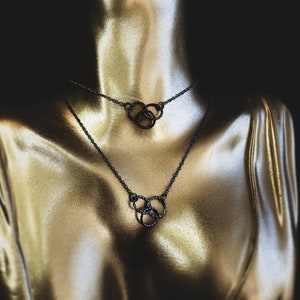 Priestess Single Stranded Twisted Interlocking Knot of Three Antique Bronze Gunmetal Plated 18&quot; Necklace