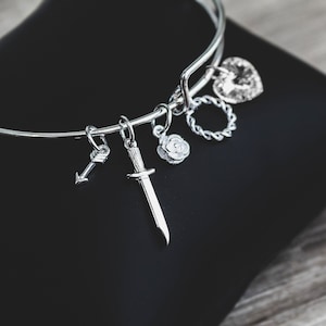 Rise Bangle Crown Poppy Sword Arrow Crystal Plated Adjustable Bracelet