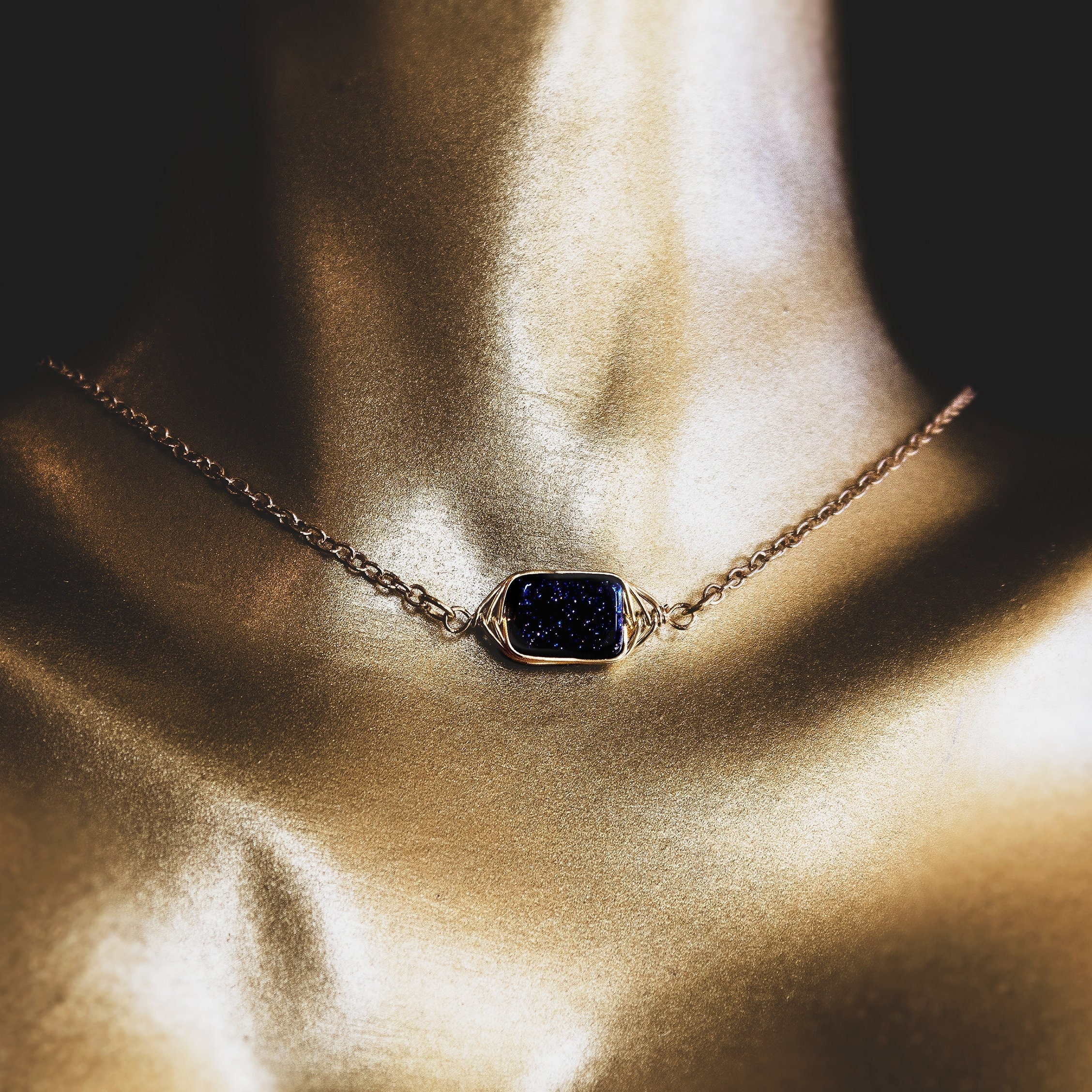 Starfall Single Stranded Night Sky Gold Plated Stainless Steel 14"/16"/18" Necklace