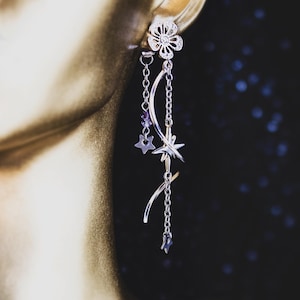 Lightseeker Earrings Forget Me Not Flower Star Cubic Zirconia Tanzanite Light Amethyst Sterling Silver Hypoallergenic Paired Studs