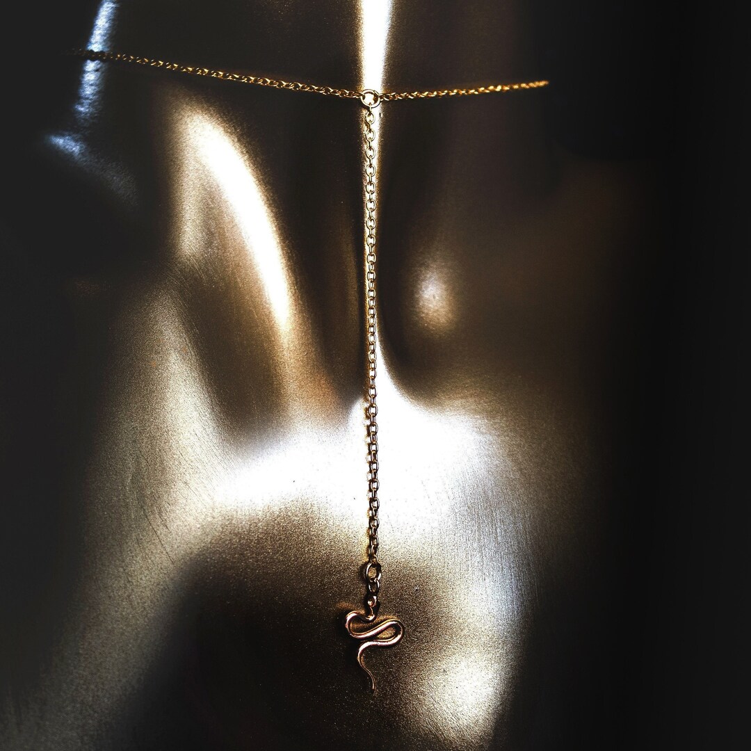 Sin Single Stranded S-shaped Snake Gold Plated Stainless Steel 14”/16 ...