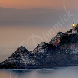 Heceta Head Lighthouse at Dusk, Florence, Oregon ~ Seascape, Ocean, Beach, Fine Art Photographic Print