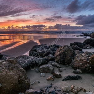Baker Beach Sunset Afterglow, Florence, Oregon ~ Seascape, Ocean, Beach, Fine Art Photographic Print