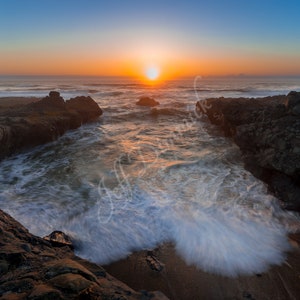 Surf Sunset ~ Yachats, Oregon ~ Seascape, Ocean, Beach, Fine Art Photographic Print