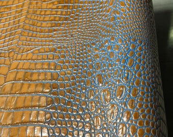 2 tone Deep Croco Gator embossed cowhide leather-  leather pre cut sheet 8.5" x 11" / 12" x 12" / half hide 18-25FT