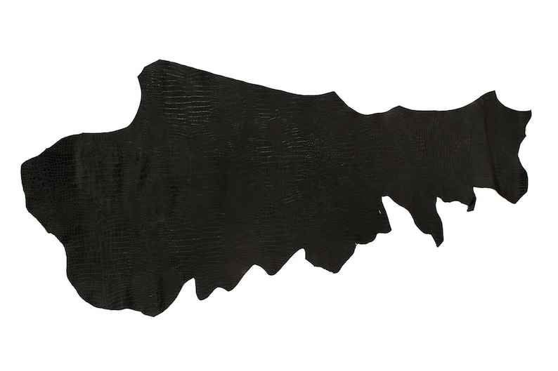 JW Deep croco Black Leather Precut 8.5 x 11 12 x 12 Full hide 18-23 FT