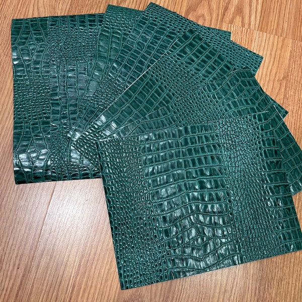 DISCOUNT -  Bundle pack-  Barcelona - Embossed Cowhide Gator print - Leaf Green 8.5"x11"