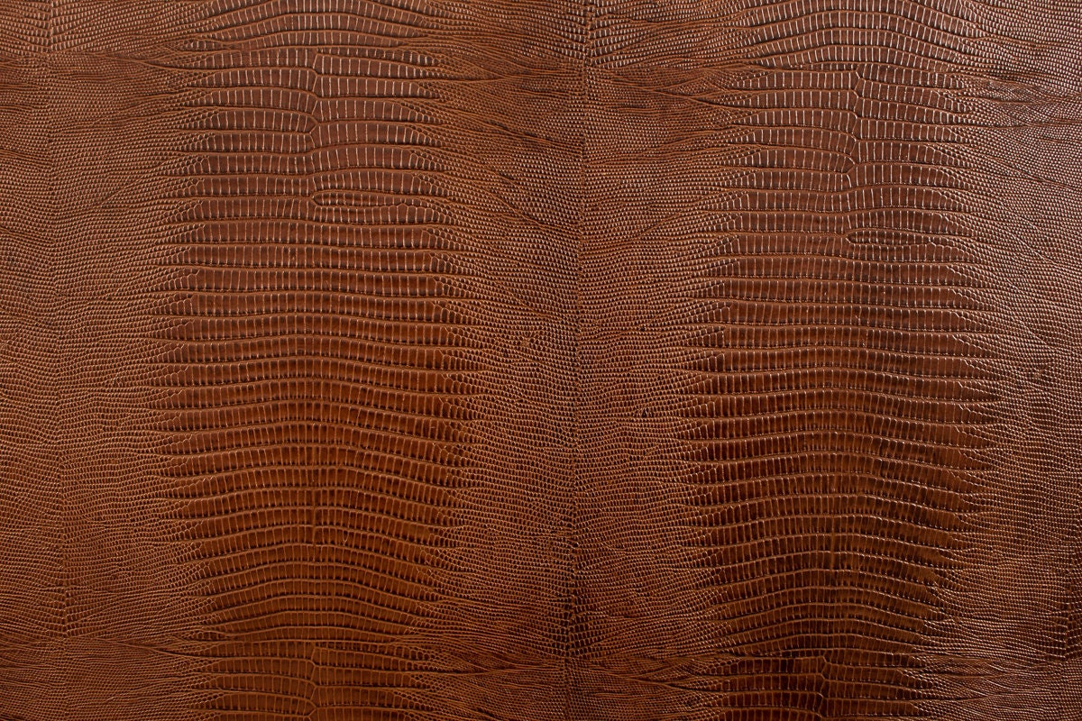Classic Teju Lizard Cognac Leather Pre Cut Sheet 8.5