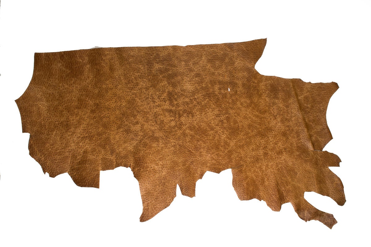 Rustic Ostrich Embossed Cowhide Leather California Nut Precut Etsy