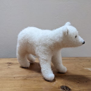 felted polar bear, animal made of wool