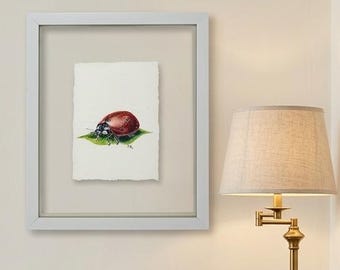 Original Ladybug Watercolor Painting / Nature Illustration / Kitchen / Living room / Office / Wall Art / Gift / House decoration