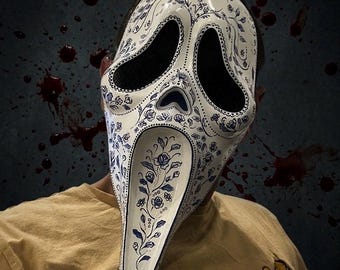 Ghostface mask - The Delft Screamer / Cosplay mask / Videogame / Gift / Delft Blue / Calaver / Day of the Dead