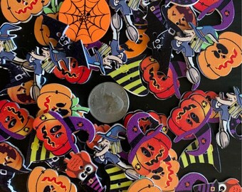 Wooden Halloween Buttons, 1.2-1.8 inch, Halloween Craft, Assorted Craft, Sewing, Craft Supplies, Art Projects, Decorative, flat back, Fun