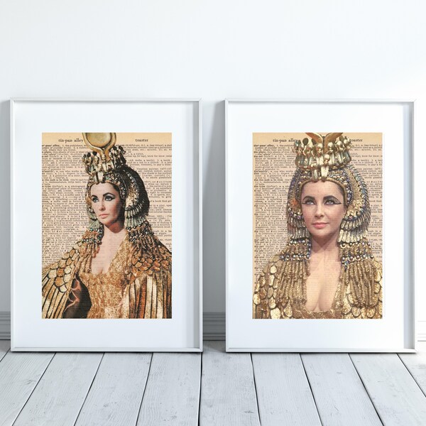 Dictionary Print, Elizabeth Taylor, Cleopatra, 1960s Art, Vintage Style Parchment Cardstock, Classic Hollywood Movies, History Art / 8.5x11"