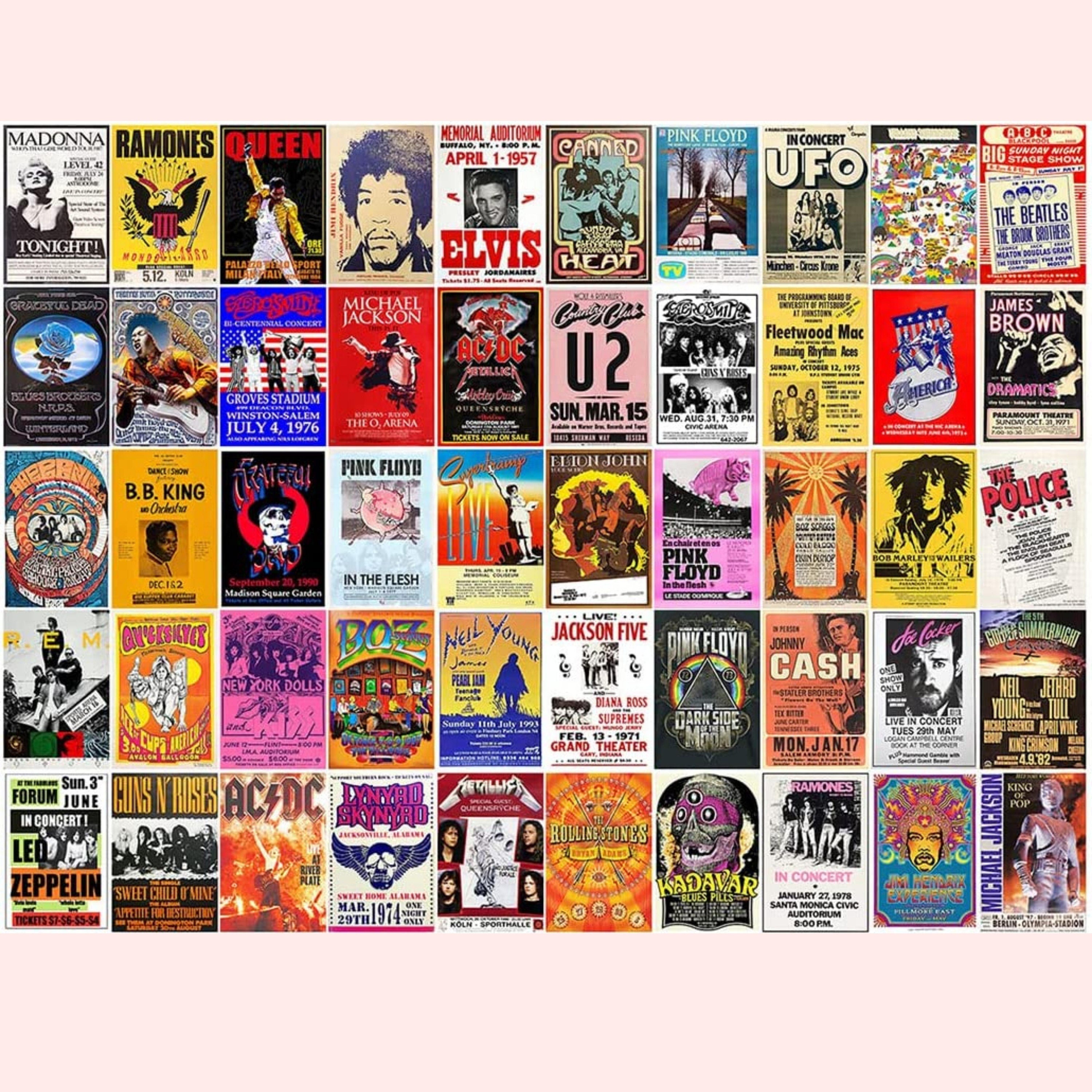  Woonkit Vintage Rock Band Posters for Room Aesthetic